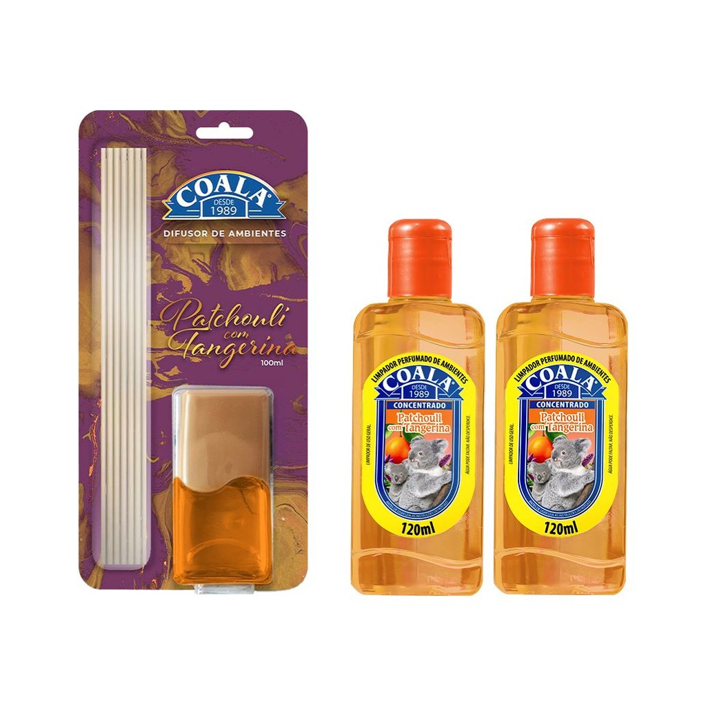 Kit Coala Patchouli com Tangerina Limpador 120 ml + Difusor 100 ml