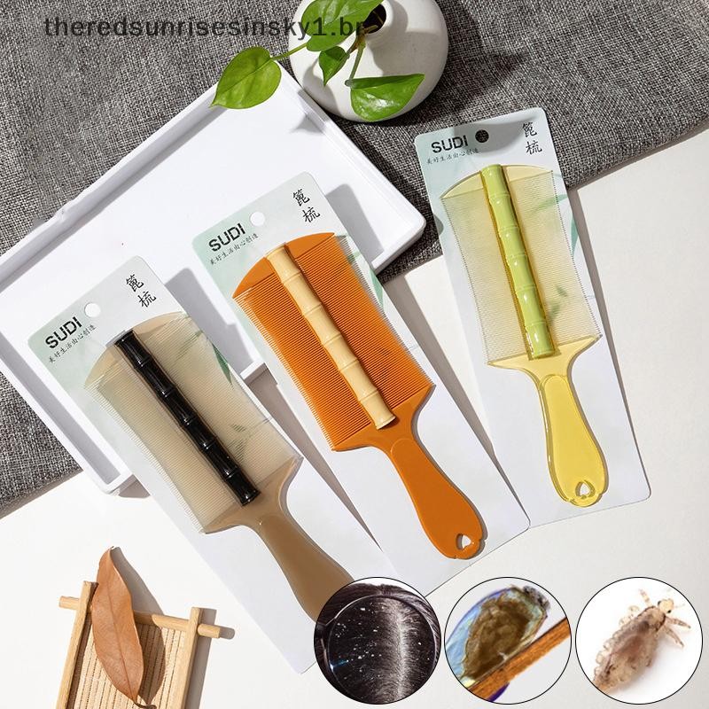 Novo Estilo De Plástico Piolhos Pente Dupla Face Super Denso Dentes Remover Caspa Couro Cabeludo Limpeza Massagem Remoção De Pulgas Ferramentas De Cabelo .