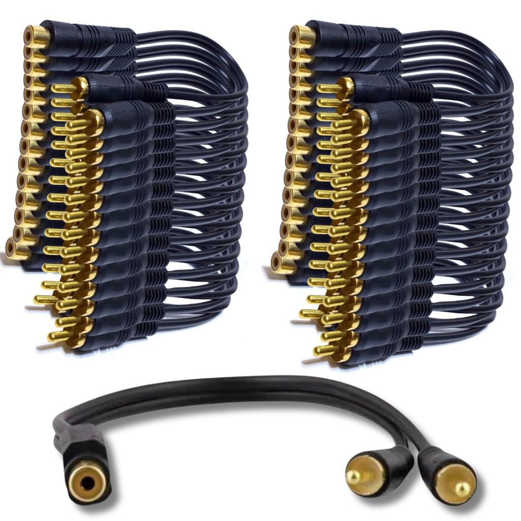 Kit 30 Cabo De Áudio Som Rca Y Ouro 2 Macho 1 Fêmea 2m + 1f em Oferta na Shopee