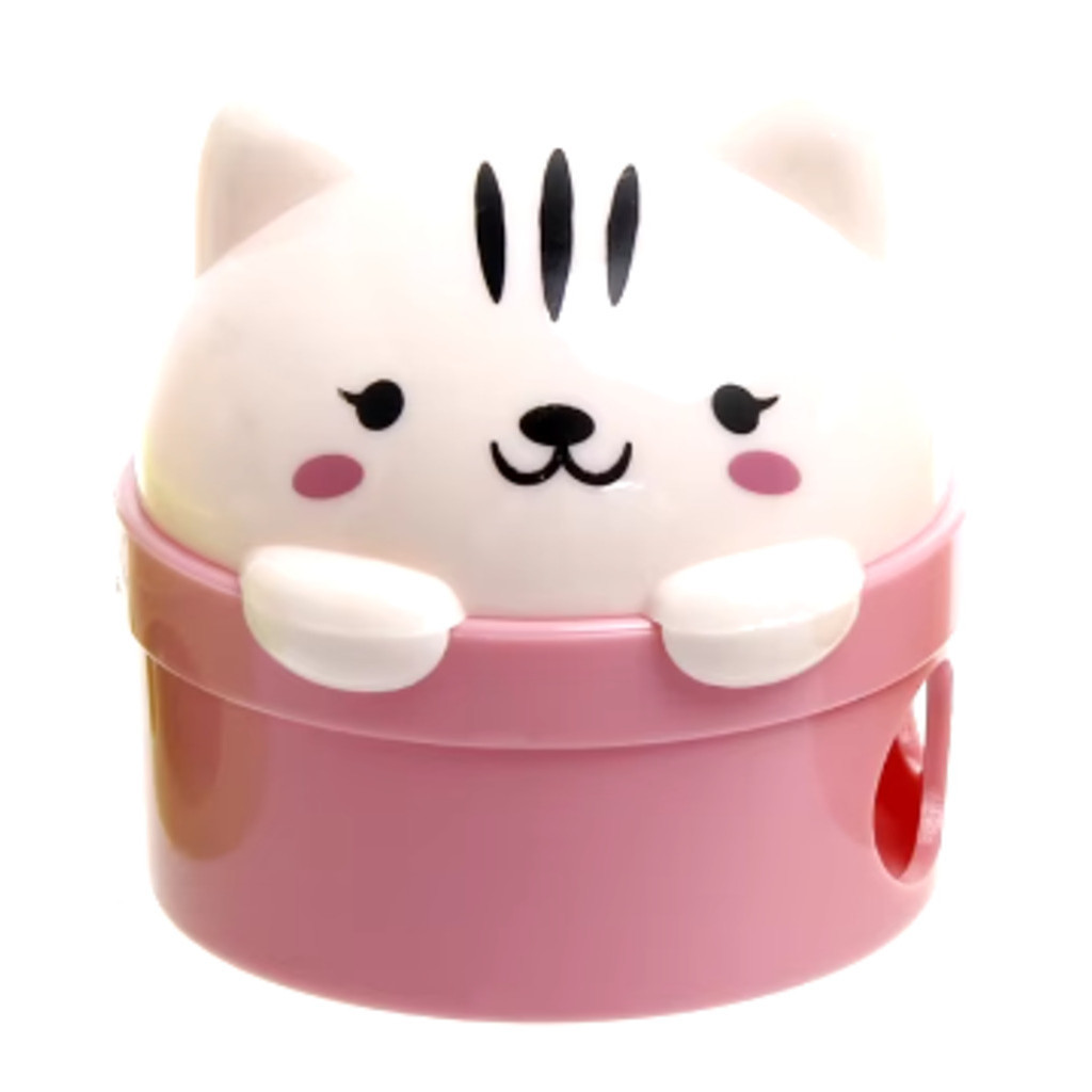 Apontador De Lápis Gatinho Fofinho Com Reservatório Plástico