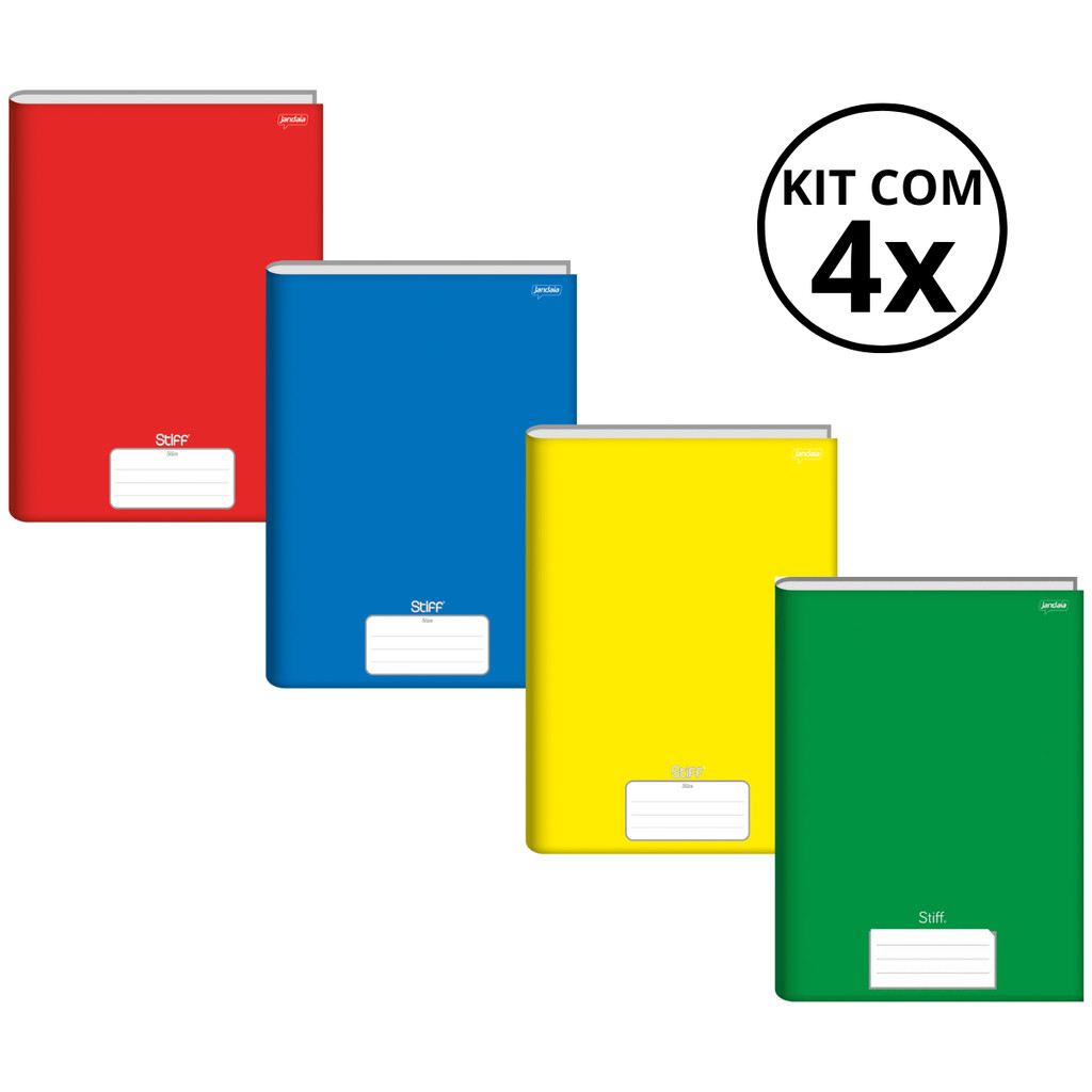 Kit Com 4 Caderno Brochura 80 Fls Pautado Capa Dura - Stiff em Oferta na Shopee