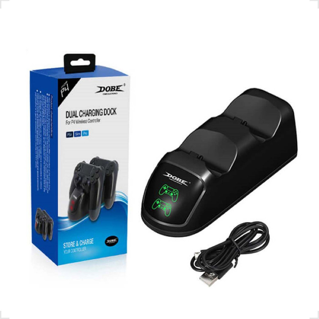 Base Dock Carregador Duplo Para Controle Wirelles Ps4/ Slim/ Pro Dobe TP4-889
