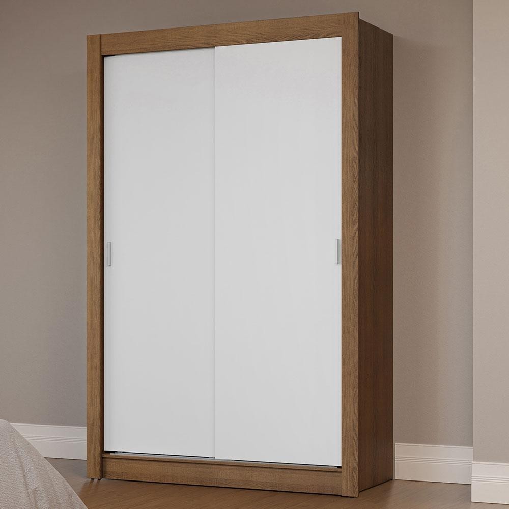 Guarda-Roupa Solteiro 2 Portas de Correr Rustic/Branco Milano Madesa