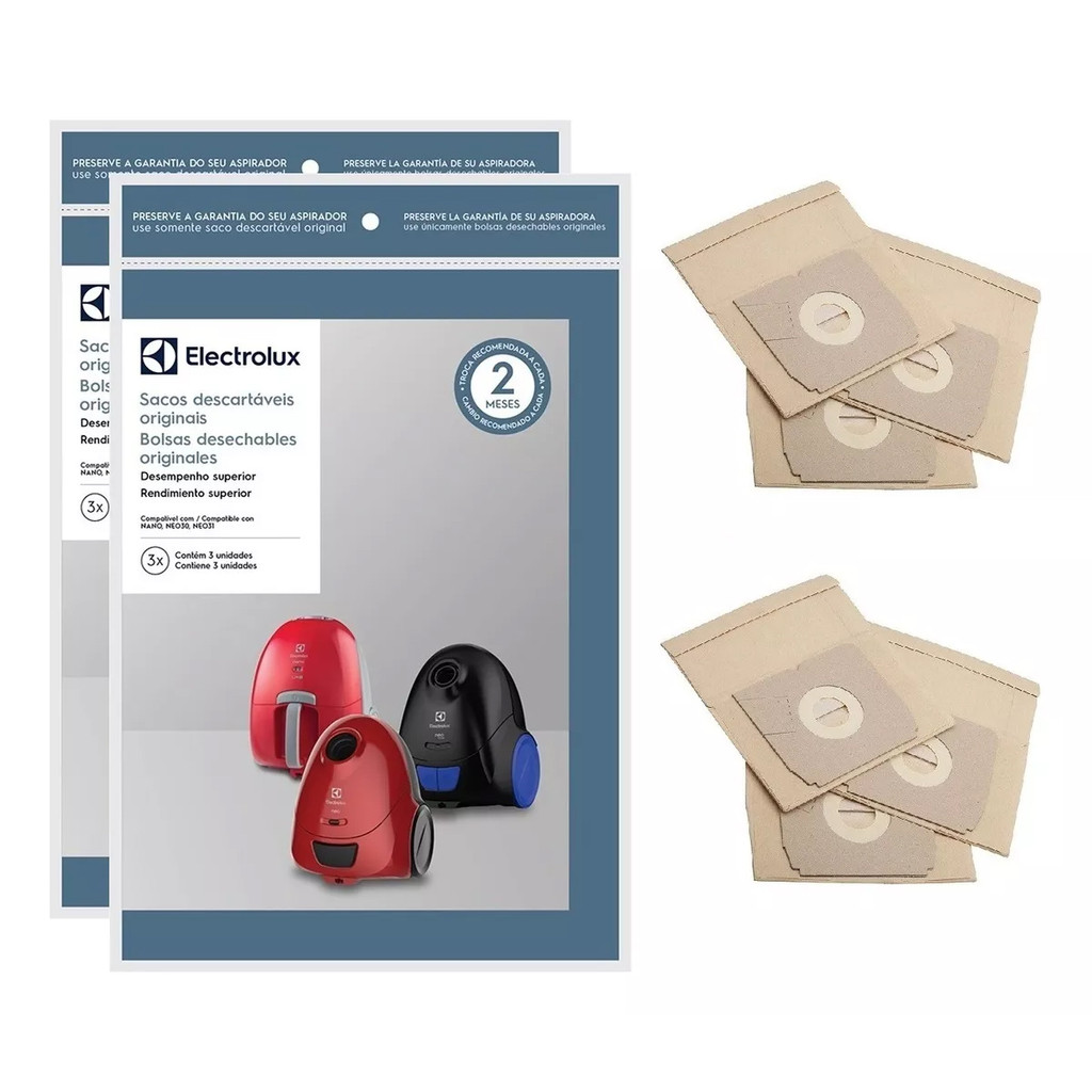 Kit 6 Sacos Desc Asp Electrolux Sbena - Nano Neo 30/31 Max