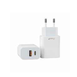 Carregador De Parede ITREND USB-A + USB-C 25W Quick Charge 3.0 PD Carregamento Rápido Branco