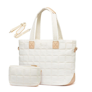 Nova bolsa puffer mulheres laptop saco acolchoado Zíper fofo trabalho Sacola Commuter Bag