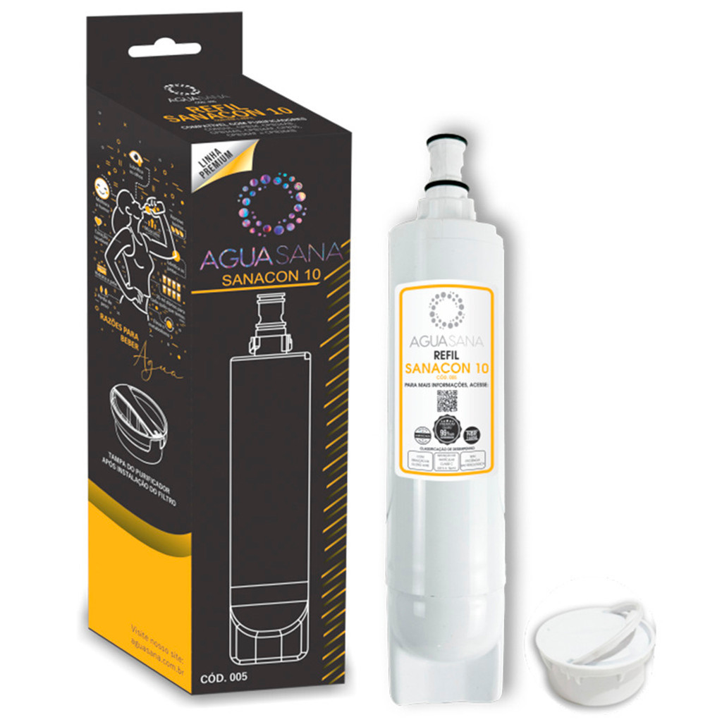 Refil Filtro Purificador Sanacon 10 Filtro Água Compatível Consul Prata Coloidal Aguasana