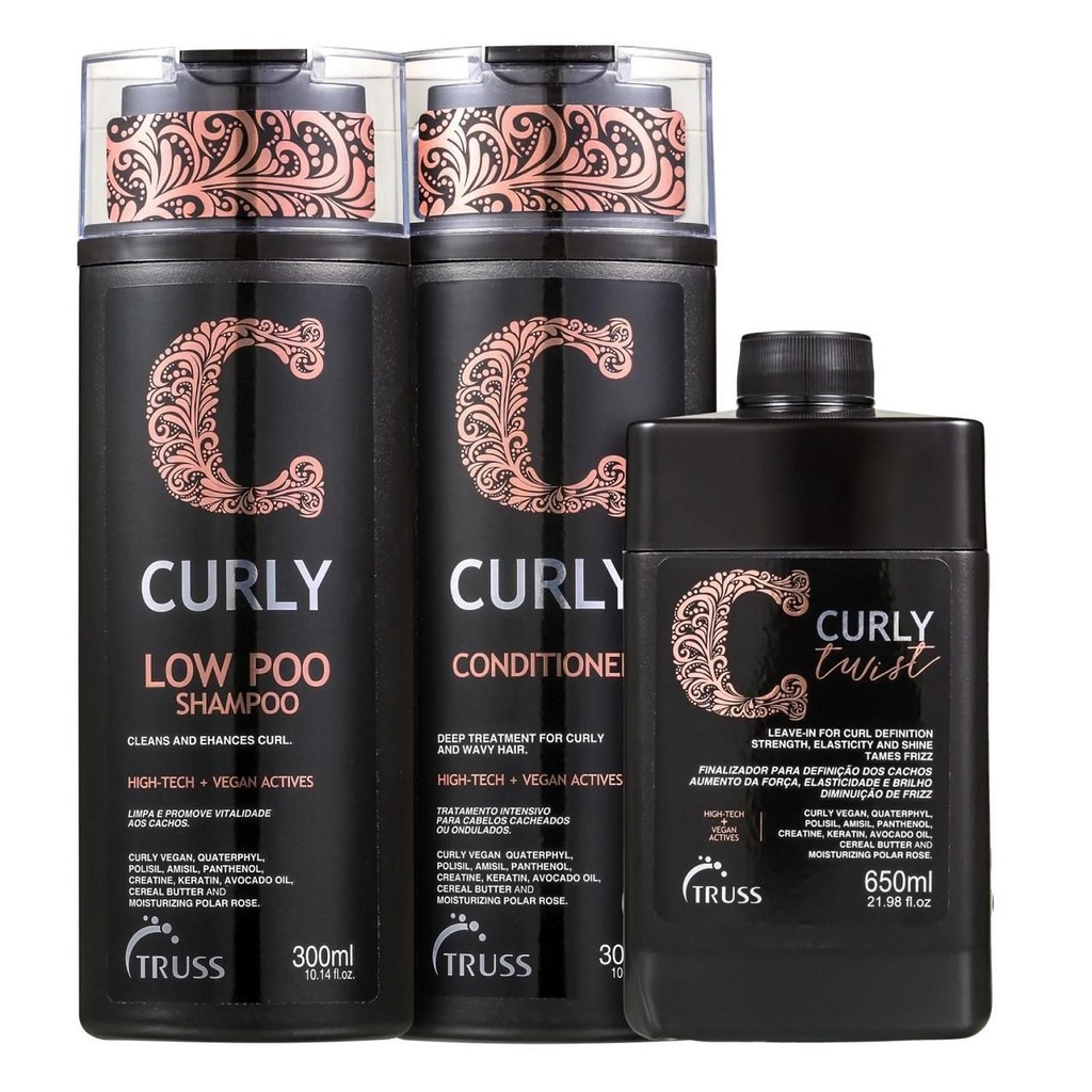 Kit Truss Curly  - Low Poo Shampoo 300ml + Condicionador 300ml + Twist Leave in 650ml