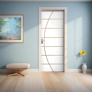 Kit Porta de Madeira Decorada 215x75cm com Batente de Aço 6cm Neblina MGM Abertura Direita Branco em Oferta na Shopee