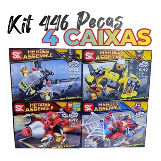 Kit com 4 Caixas de Blocos de Montar Heróis com Carrinho em Oferta na Shopee