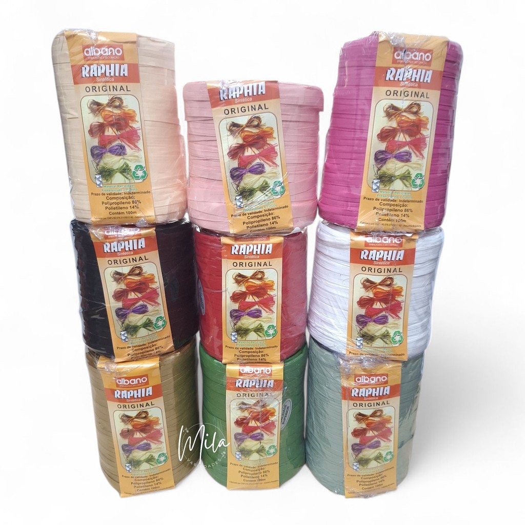 Fita Ráfia | Raphia Maxi Sintética 100m Original Albano Várias Cores em Oferta na Shopee