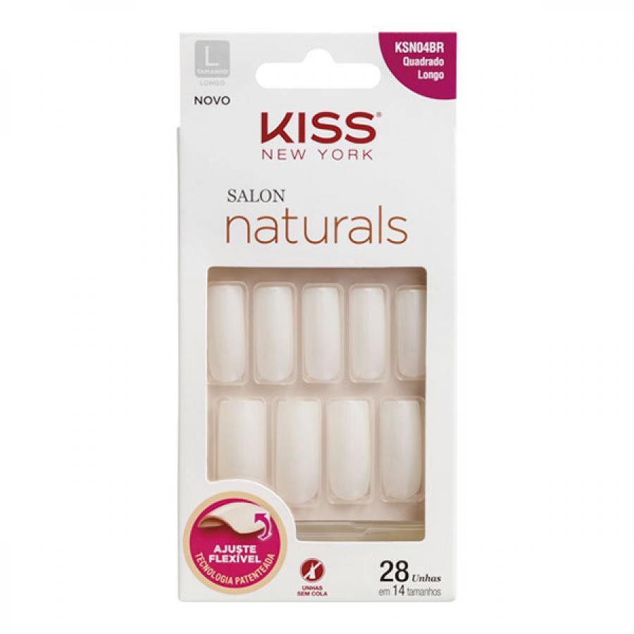 UNHAS POSTIÇAS KISS NEW YORK NATURAL LONGO QUADRADO 28 UNIDADES em Oferta na Shopee