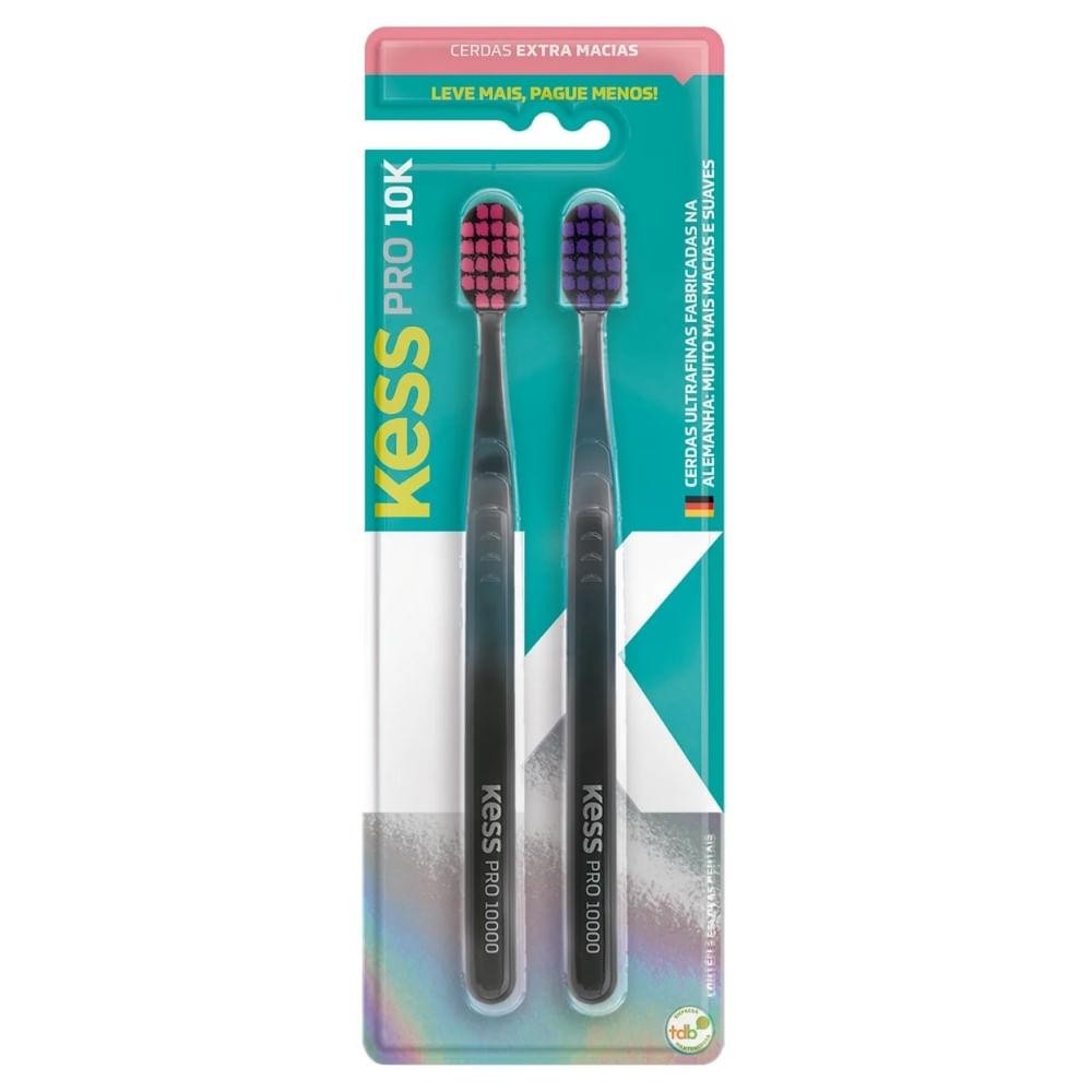 Escova Dental Kess Pro 10K c/2un Cerdas Extra Macias Especual - Health