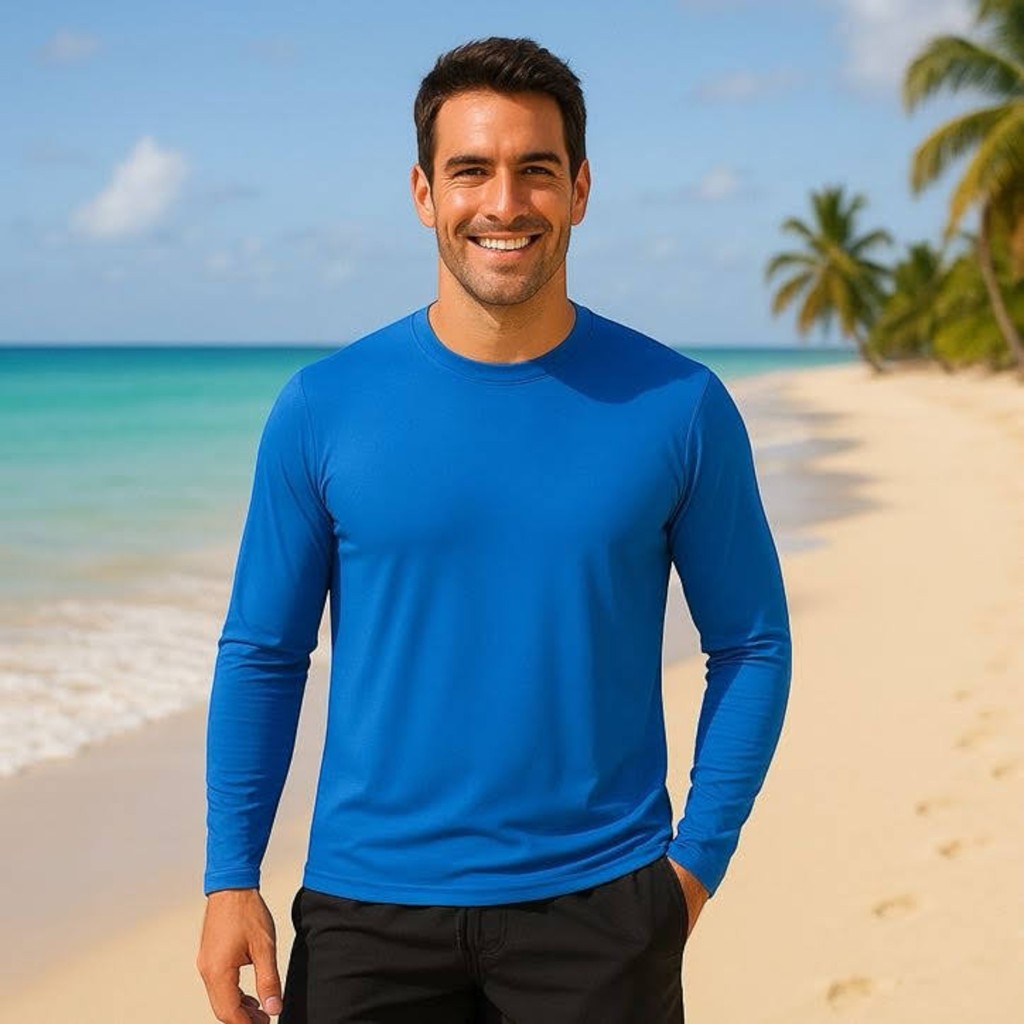 Camiseta PROTEÇÃO SOLAR UV Masculina Manga Longa Térmica Fitness Academia Corrida Praia Verão 247
