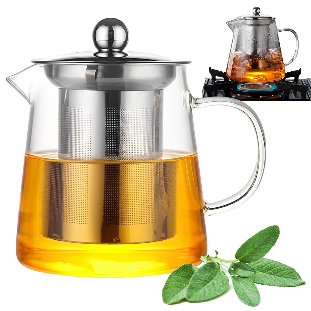 Chaleira Bule de Vidro com Infusor de Chá Inox 400ml