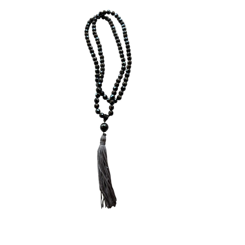 JAPAMALA 108 CONTAS COM PEDRA NATURAL HEMATITA FACETADO