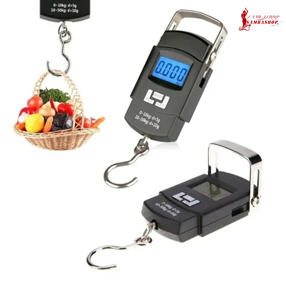 Balança Digital 50kg De Mão Profissional Bagagem Mala Pescaria Leve Prática Com Gancho em Oferta na Shopee