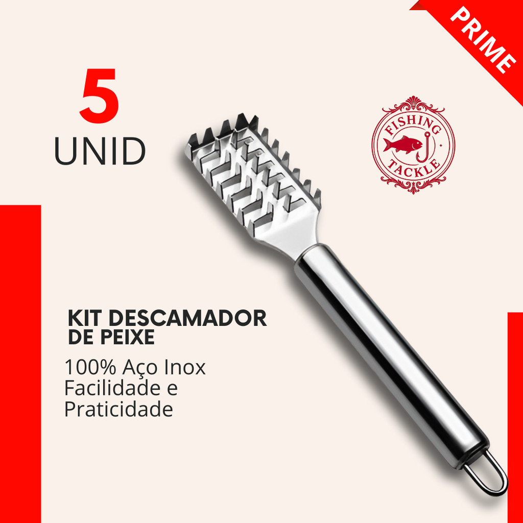 Kit 5 Descamador de Peixe Escamador Removedor de Escamas Inox Pesca