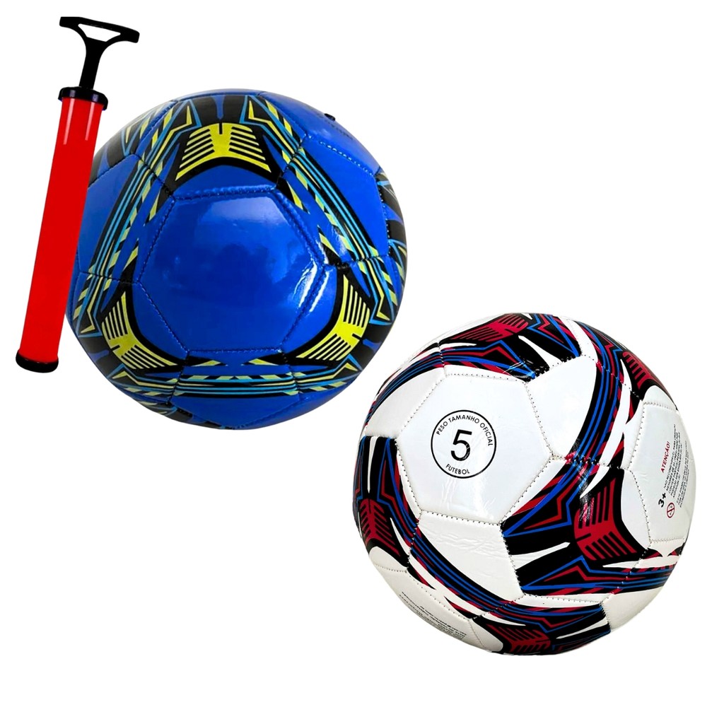 kit 2 Bola De Futebol Campo Couro sintetico brinquedo infantil para criança n°5 com bomba de encher