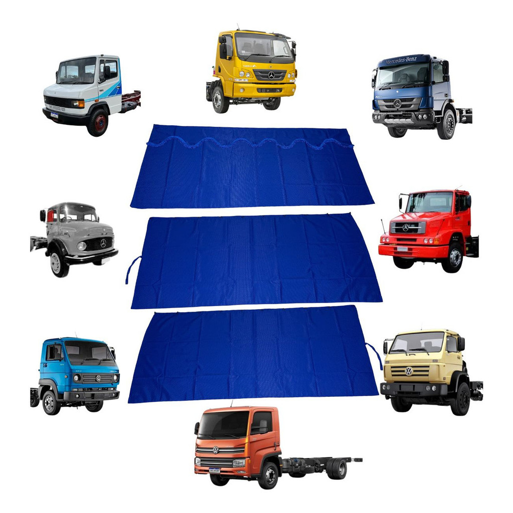 Cortina Cetim Caminhão C/ 3 Pçs Volks/ Mercedes Cabine