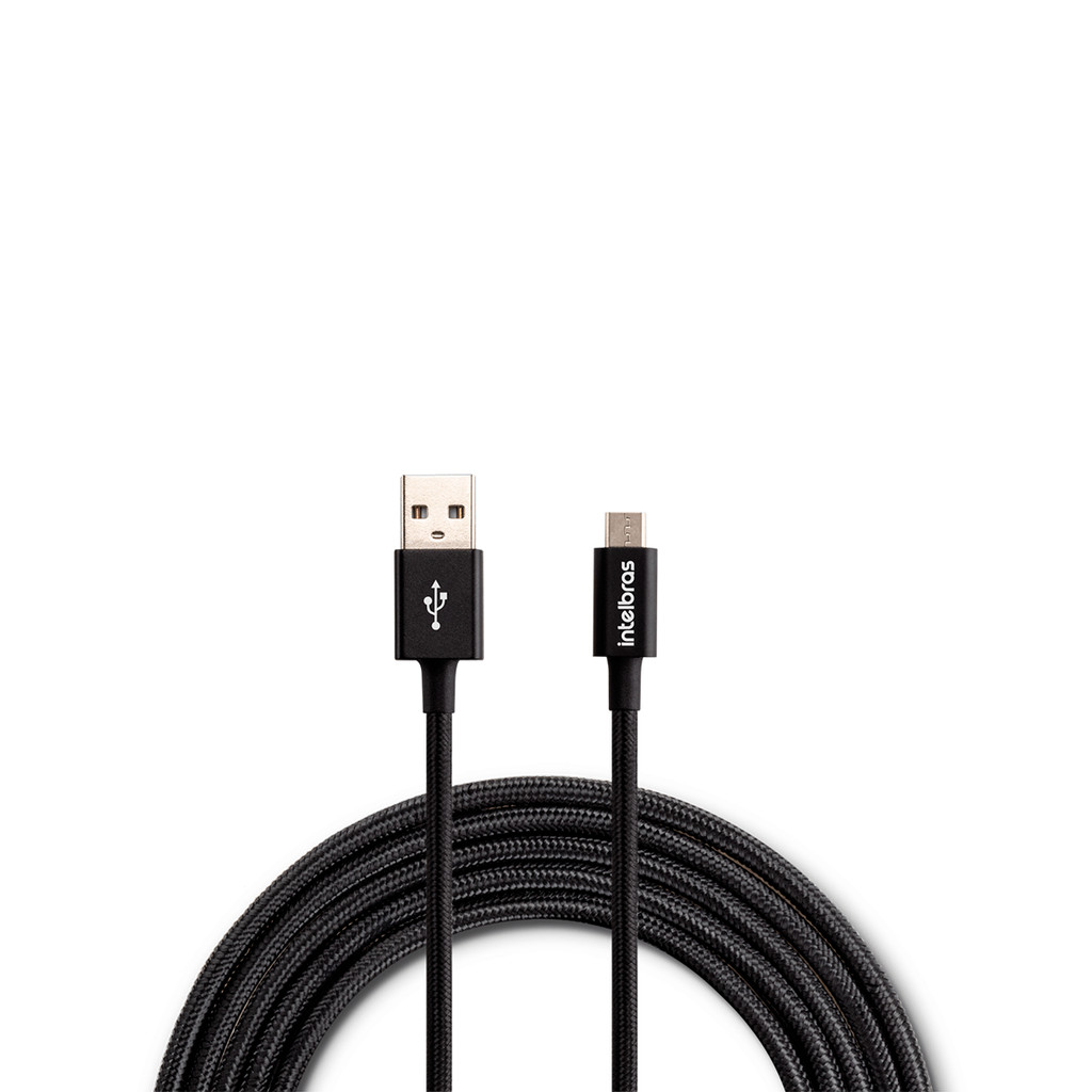 Cabo Micro USB 1,5m Nylon Preto Intelbras EUAB 15NP - Mobile & Gadgets