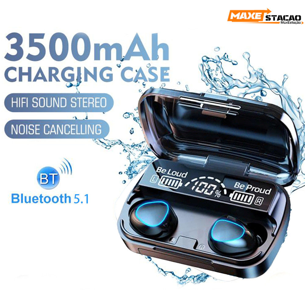 Cancelamento Sem Fio Impermeável do Ruído do Toque de Bluetooth 5.1 dos Auriculares Tws de M10 — R$ 19,50 em Shopee, 57% OFF