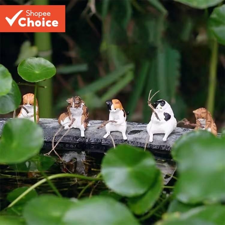 Decoração De Pesca De Gatinho De Tanque De Peixes-Ornamento De Suspensão De Aquário De Gato De Três Flores