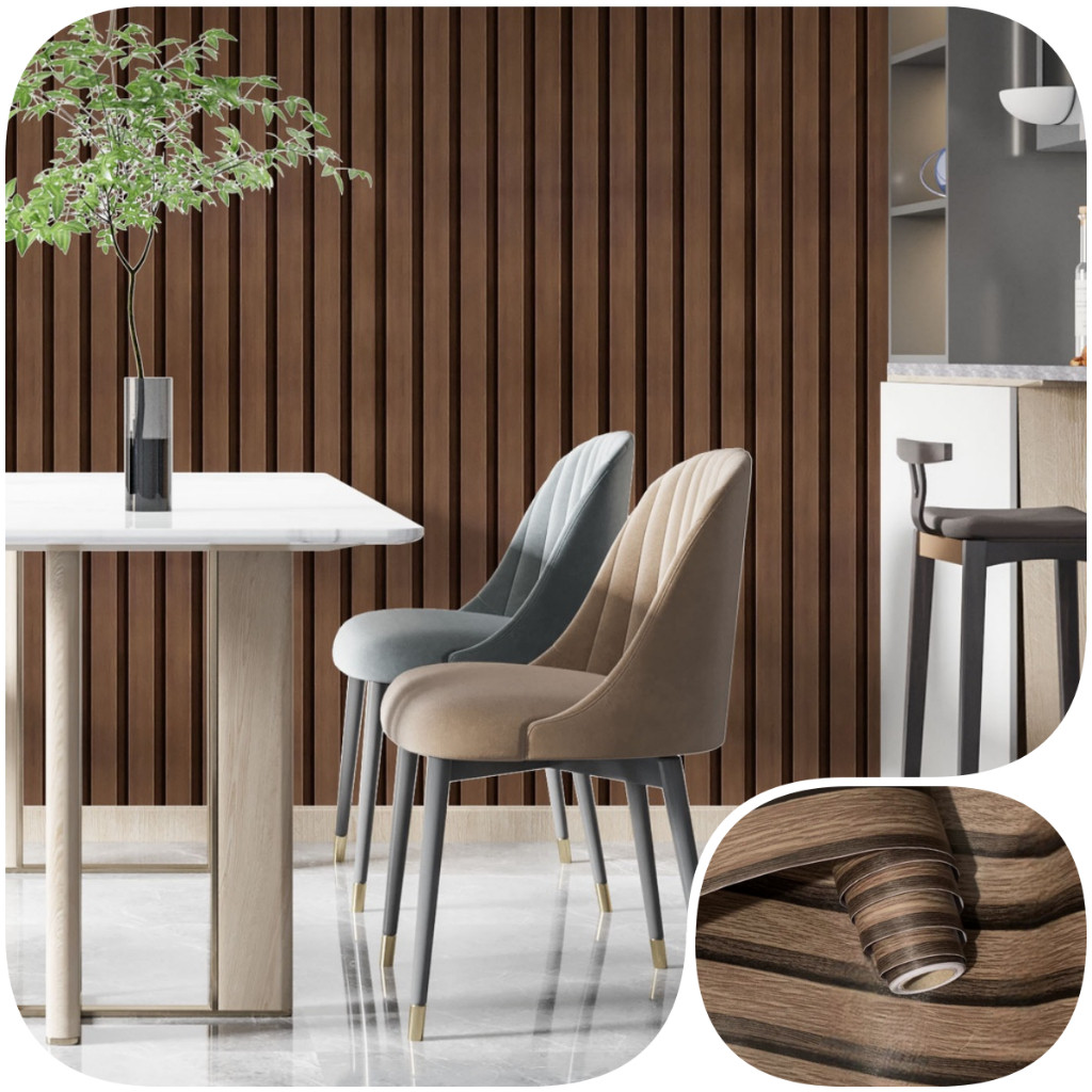 Papel de Parede Adesivo 3D Ripado Madeira Marrom Escuro, Fácil Aplicação para Decoração e Envelopamento de Móveis — imagem 2 de 2