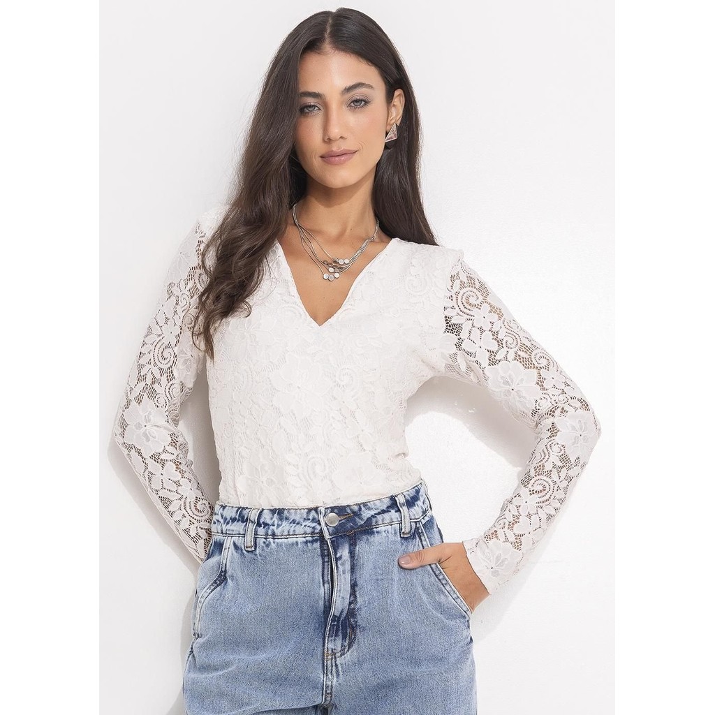 Blusa Renda Off White Quintess