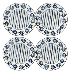 Jogo de 4 Pratos Fundos 21,5 cm Donna Margaridas