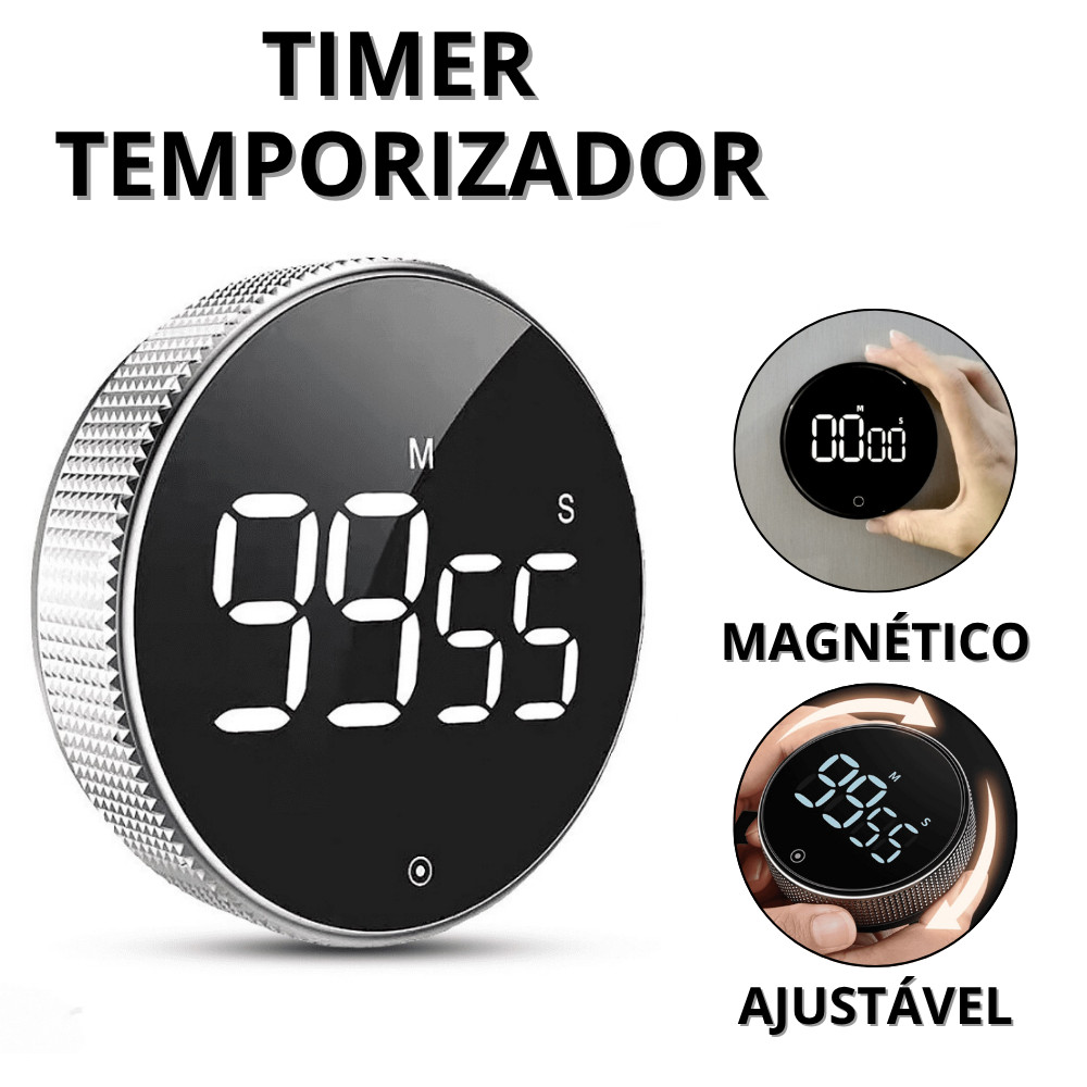 Timer Digital Temporizador Cozinha Portátil Cronômetro Magnético Alarme Relógio Estudo Casa em Oferta na Shopee
