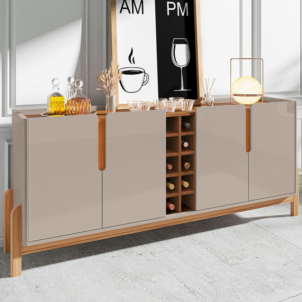 Balcão Buffet Lizz 4 Portas com Adega Off White/Cedro 050520 - Casa D - Home & Living