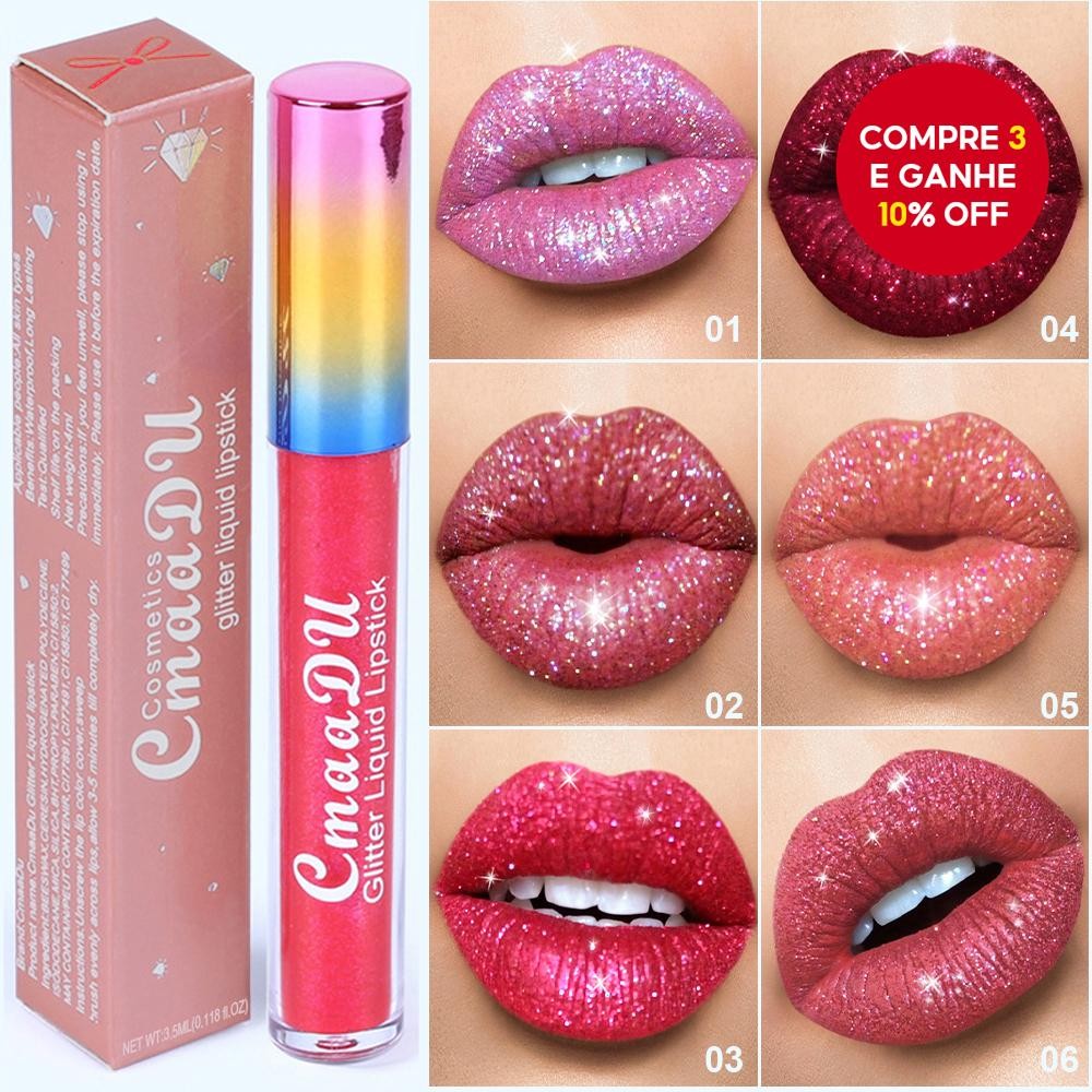 1 Pcs Glitter Lip Gloss Batom De Longa Duração À Prova D'água Não Desbotado Presente Perfe...
