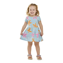 Vestido Infantil Elian Cotton Leve Estampa Estrela Do Mar