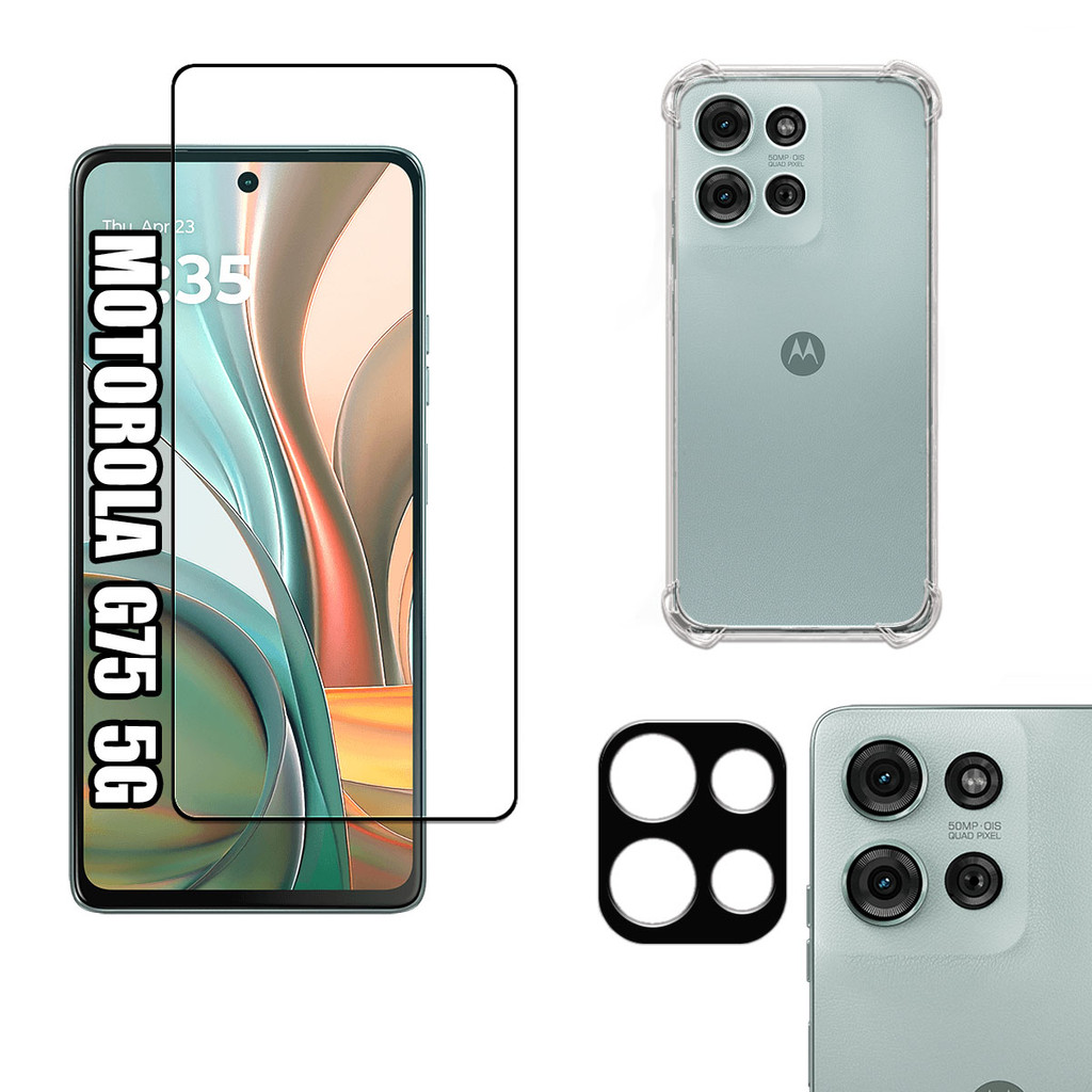 KIT Para Motorola G75 - Película de Vidro 3D - Capa - Câmera