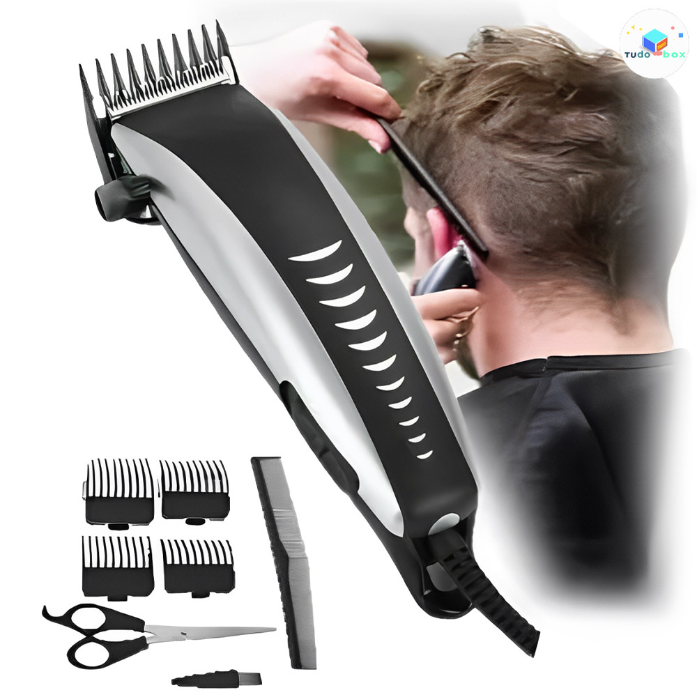 Barba 9 Peças Máquina De Corte De Cabelo Aparador Profissional Acabamento Elétrico 110V