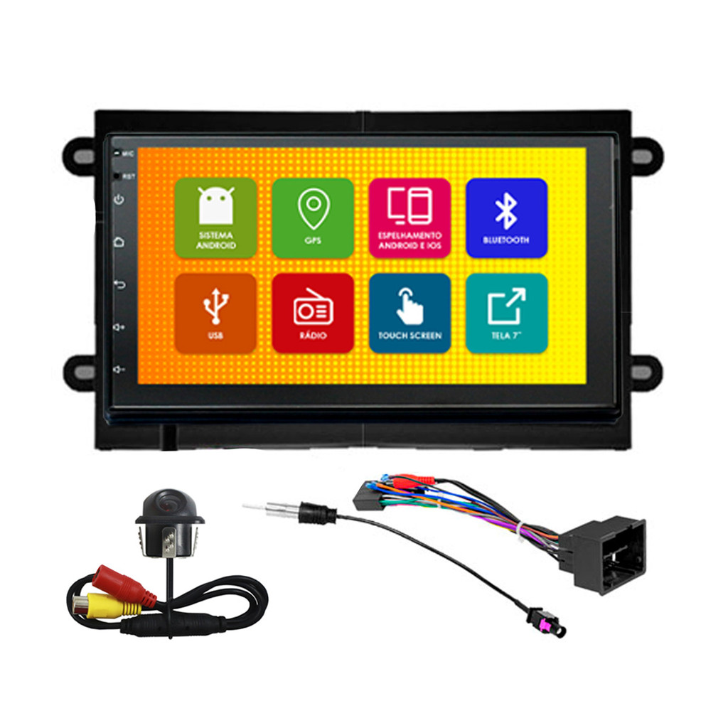 Kit Multimidia 7 Pol Cobalt 13 A 15 Onix 12 A 19 Prisma 13 A 16 Prisma Joy 17 18 Spin 13 A 18 Android Qa+ 2 Din Cinza