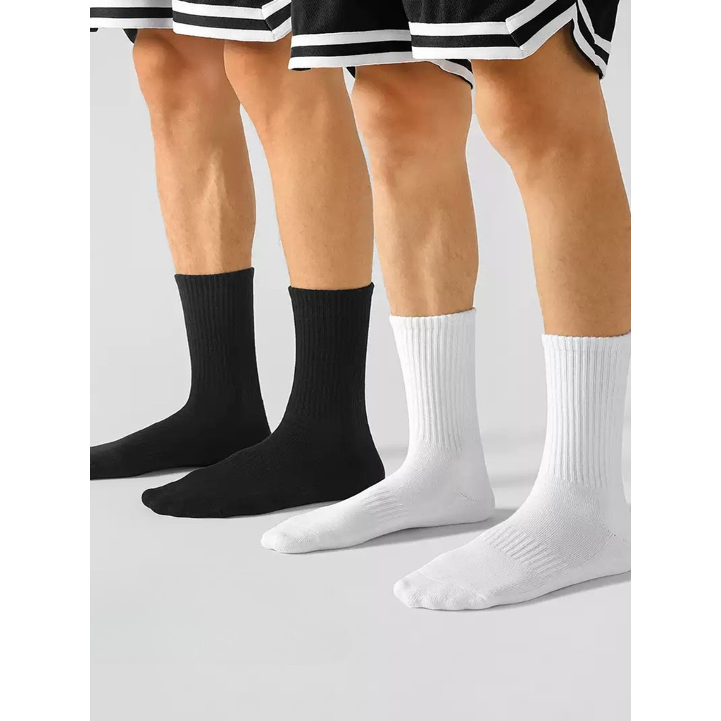Kit Meias Masculinas 6/12 Pares Cano Alto Algodão Preto Branco 40-46 Confortável Antiderrapante 9002
