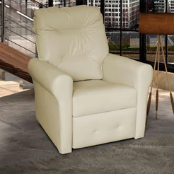 Poltrona Reclinável Clio MX24 Bege Corino Conforto Ergonômico para Sala 90cm×100cm×110cm