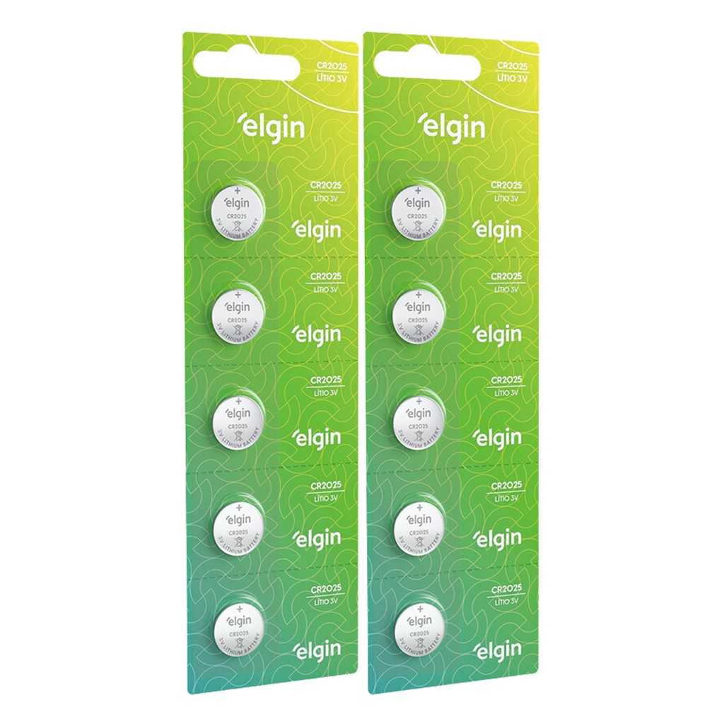 Kit 10 Baterias Pilha Moeda Cr2025 3v 2 Cartela Elgin em Oferta na Shopee