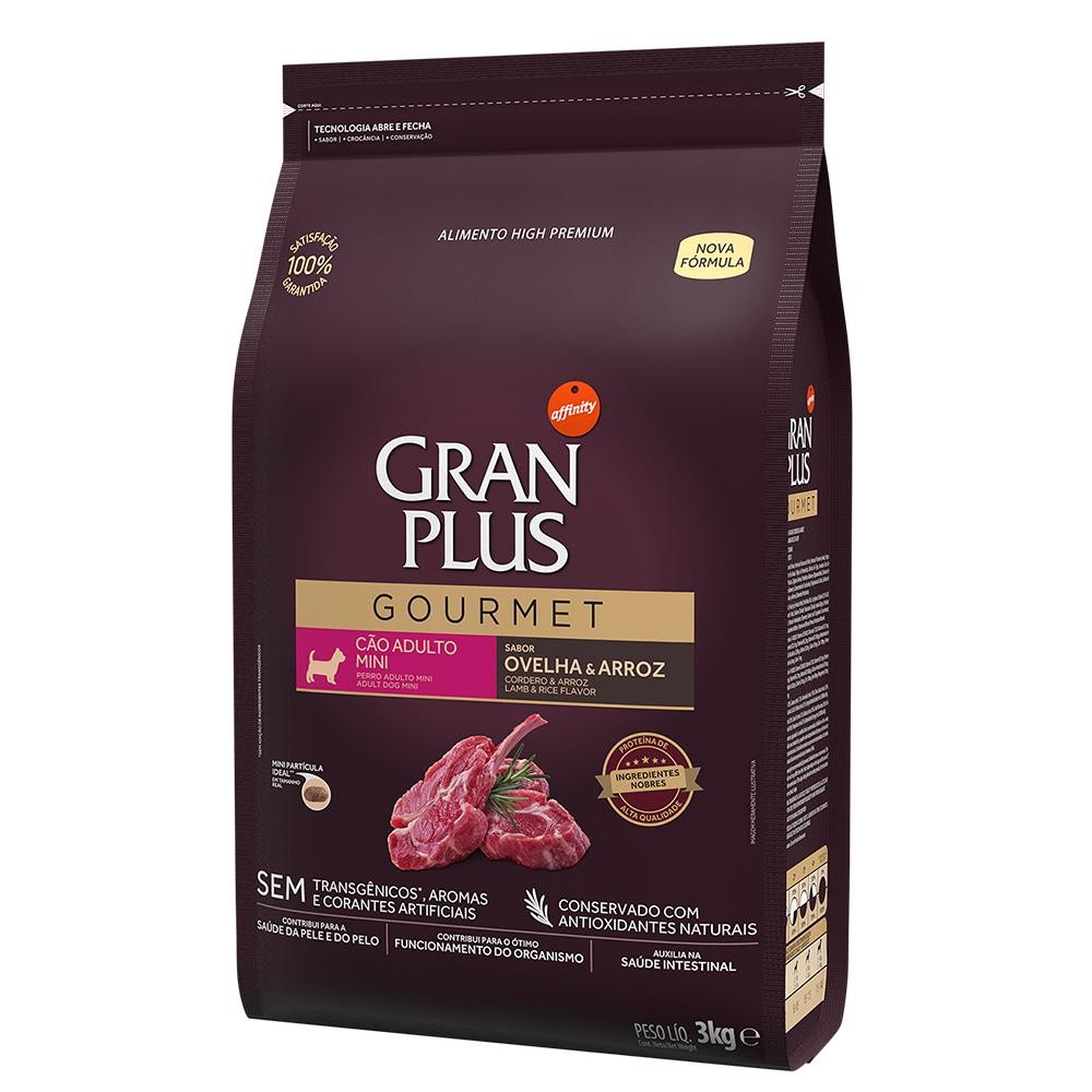 Ração Seca GranPlus Gourmet Ovelha & Arroz para Cães Adultos Portes Mini e Pequeno em Oferta na Shopee