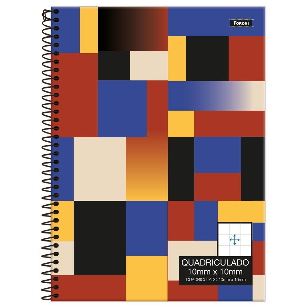 Caderno Universitário 20x27,5cm (Grande) 1 Matéria 80 Folhas Quadriculado 1x1cm Lrj Foroni