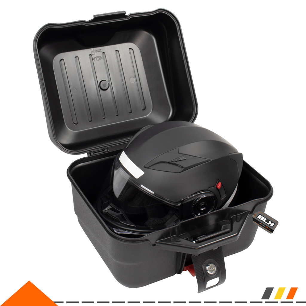 Baú Traseiro C/ Suporte Motocicleta Bagageiro 27 Litros Universal Preto Amx · foto 2
