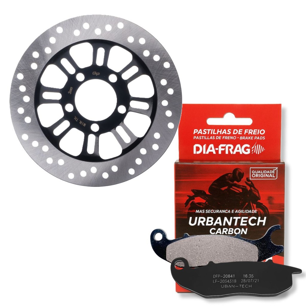 Disco de Freio Dianteiro Cg 160 Titan Abs 2025 + Pastilhas Diafrag (Orgânica)