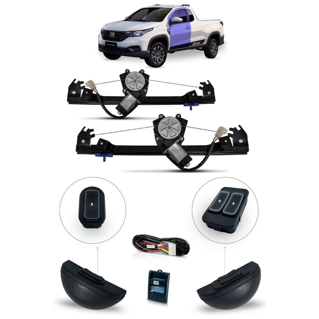 Kit Vidro Eletrico Nova Strada cabine simples Inteligente Ultraled Branco
