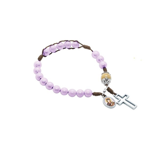 Pulseira Terço de Nossa Senhora do Perpétuo Socorro Compacto Roxo