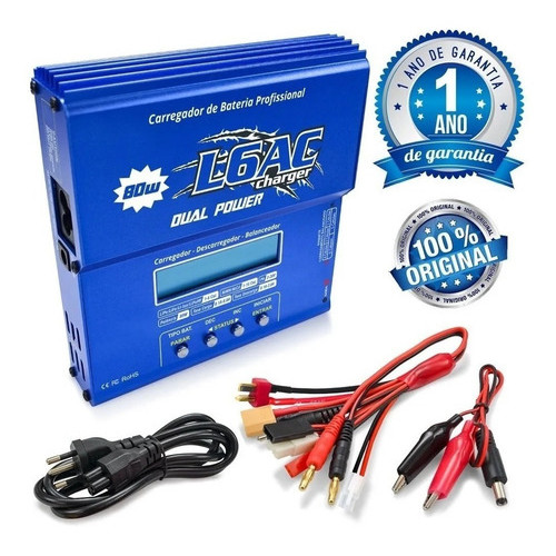 Carregador Balanceador De Lipo Nimh Life Imax B6 L6ac Dual Power Leão Original Garantia 1 ano