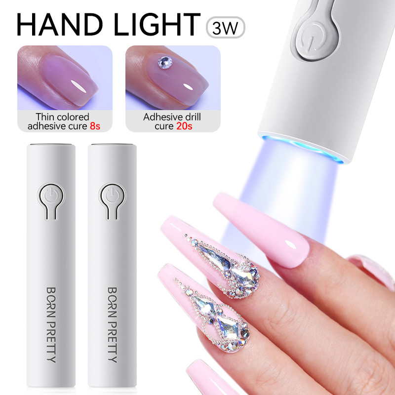 BORN PRETTY Portátil Mini 3W Lâmpada Para Unhas 8S Cura Rápida USB Máquina De UV LED Gel Uso Em Viagem Casa