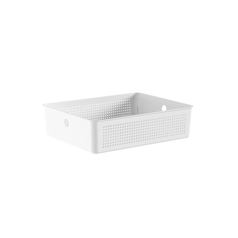 Cesto organizador retangular Martiplast OU Flow 34x27cm para armários e prateleiras branco