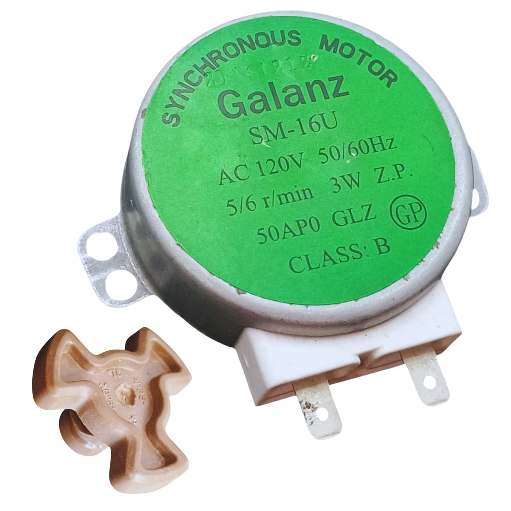 MOTOR DO PRATO MICROONDAS EIXO PLÁSTICO 127V GALANZ + TREVO